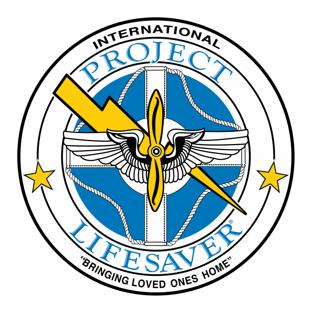 Project Lifesaver International logo with propeller, wings and lightening bolt