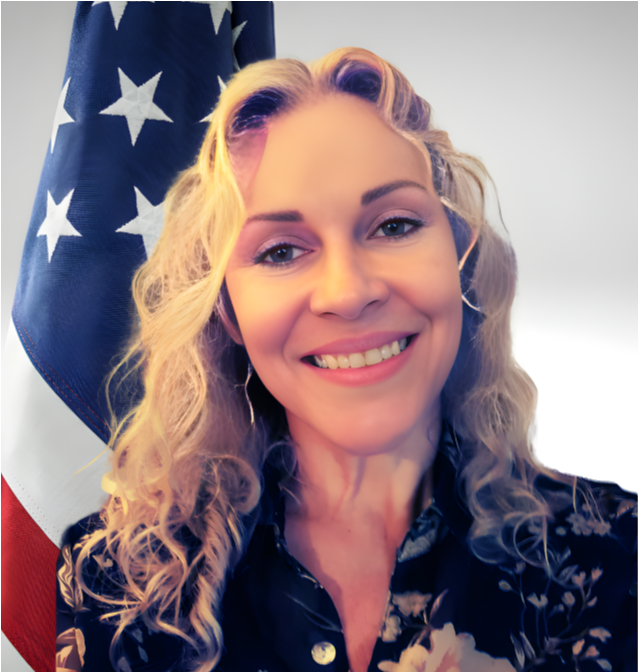 nora_firestone_bio_pic_040125 Staff photo of Nora Firestone, director of marketing at Project Lifesaver International, with American flag